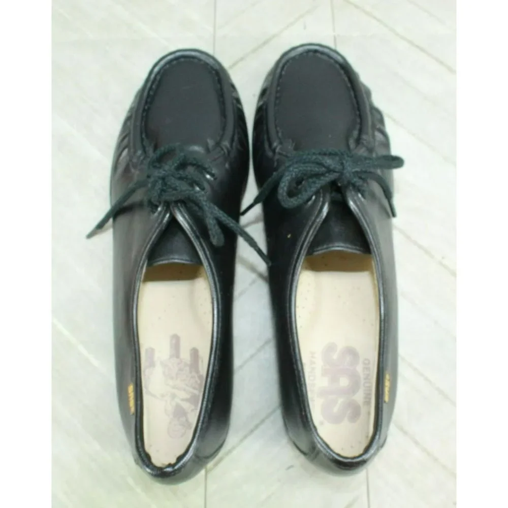 SAS Black Leather Slip On Moccasins Loafer Ankle Shoes Size 8 Narrow - Picture 6 of 7